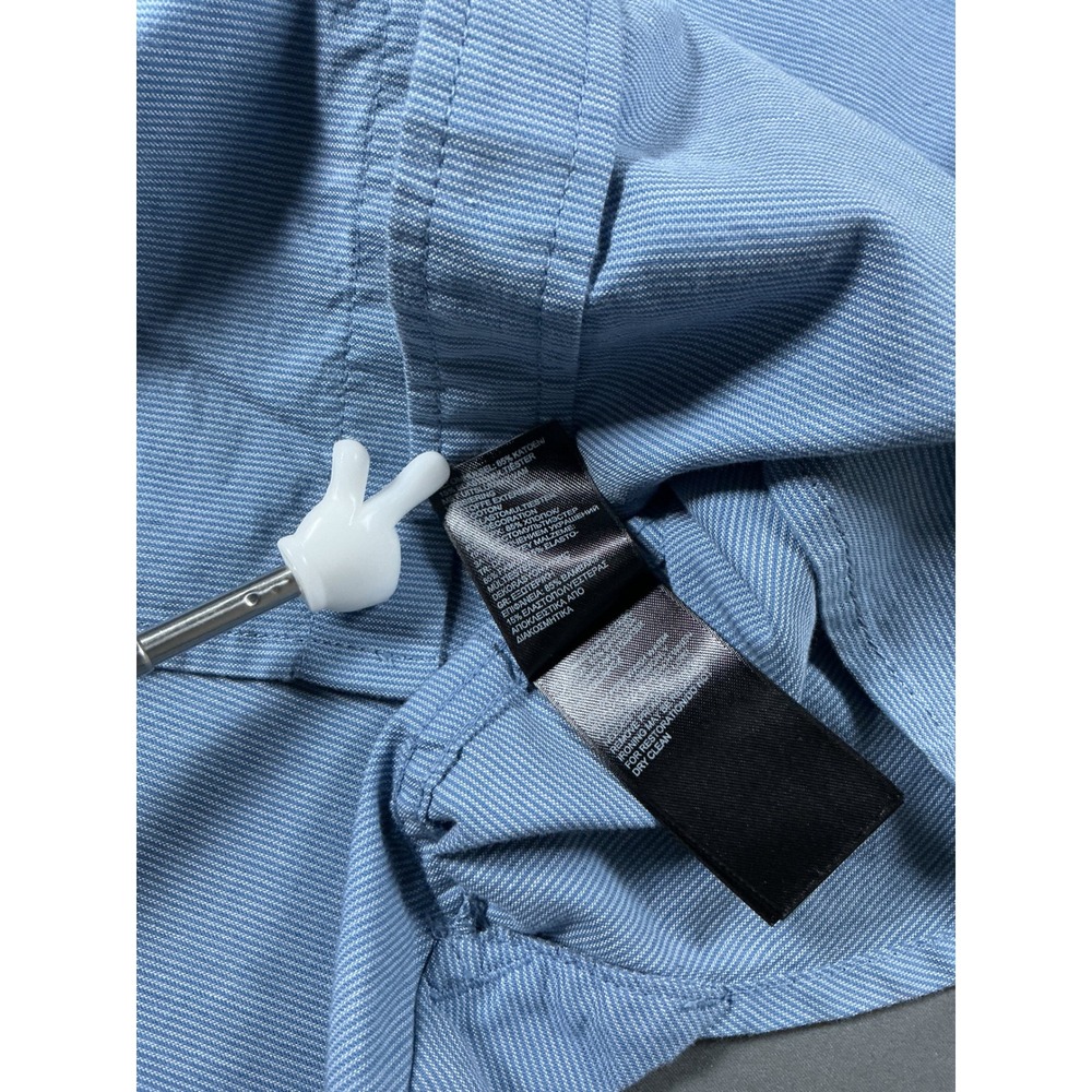 The North Face Mens Blue Micro Stripe Short Sleeve Button Down Shirt Large L - Picture 10 of 10